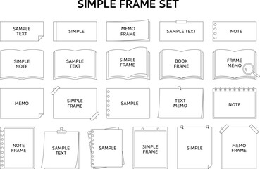 ノート　メモ　フレーム　フラット　線　ライン　シンプル　本　文具　デザイン　装飾　飾り　シンプル