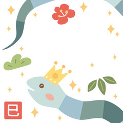 2025年の巳年の年賀状に使えるイラストのカード　アスペクト比1：1