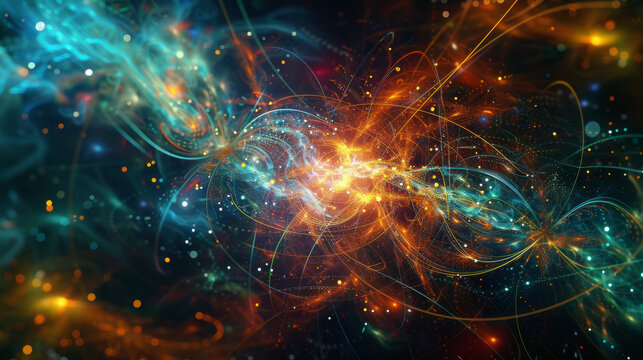 A quantum cryptography background glowing lines representing secure communication