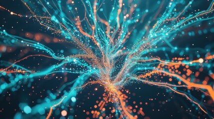 Abstract Digital Art with Orange and Blue