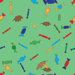 Halloween Candy Trick or Treat Seamless Repeat Pattern