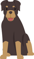 Cartoon rottweiler dog sitting and panting, happy pet enjoying life