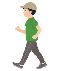 ウォーキング、運動する男性のベクターイラスト