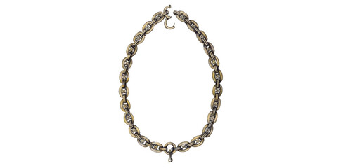 Vintage Metallic Chain Necklace Vector Illustration.	