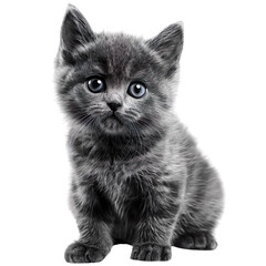 Gray kitten cat isolated on transparent background