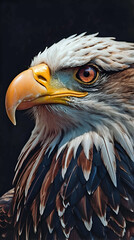 Close Up Artistic American Eagle on Black Background
