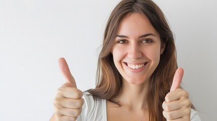 happy woman showing thumbs up, Radiating Positivity: A Warm, Uplifting of Confidence and Optimism