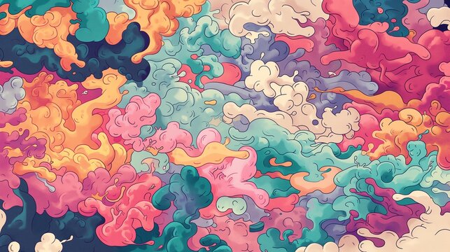 Elaborate colorful cloud graphic art background