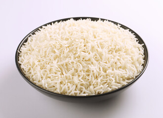 cooked plain white basmati rice served in a  bowl