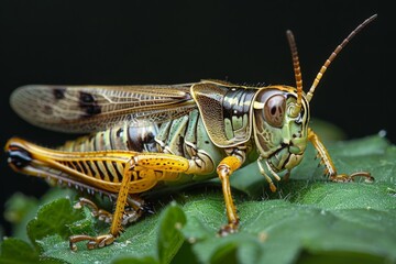 Close-up of a Vibrant Grasshopper