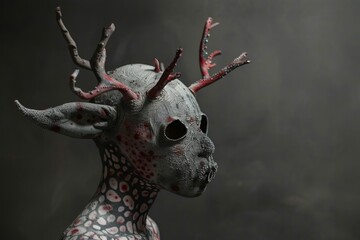 Obraz premium Polka-dotted deer-like creature with vibrant antlers