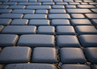 Dark gray old granite cobblestone background. Generative AI