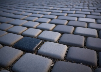Dark gray old granite cobblestone background. Generative AI