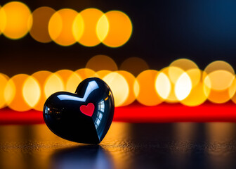 Heart on bokeh background. Generative AI