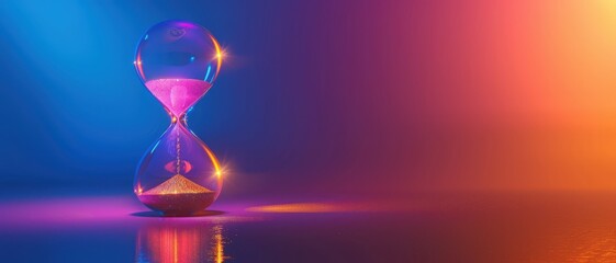 Hourglass with neon lights inside, depicting modern nightlife, hourglass symbolizing nightlife