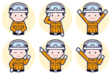 男性レスキュー隊員のポーズセット_01