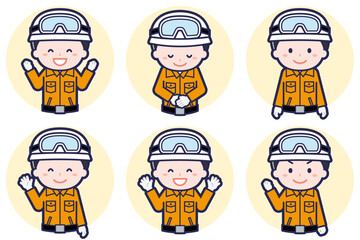 男性レスキュー隊員のポーズセット_02