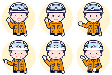 男性レスキュー隊員のポーズセット_03