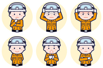 男性レスキュー隊員のポーズセット_05