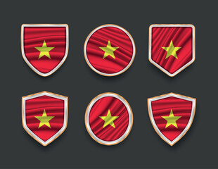 set of flags in frames with various frame shapes