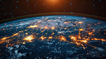 Fototapeta premium Global Network Connections on a Digital World Map