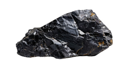 Black meteorite rock material on transparent background