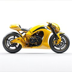 Yellow motorcycle isolated on white background