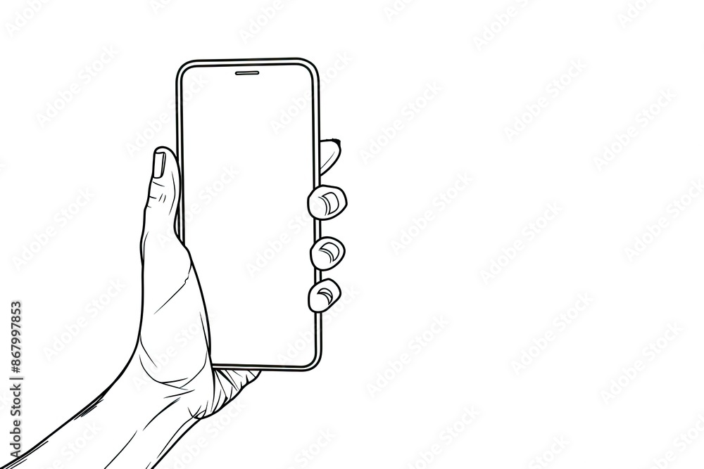 Poster close-up of hand holding a cell phone with an empty screen.
