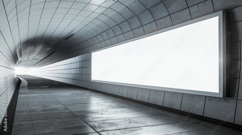 Poster rectangular lightbox advertising mock up in tunnel with empty space
