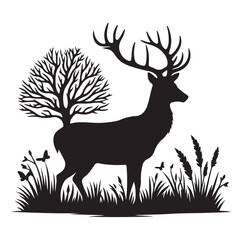 Beautiful Deer vector silhouette vector isolated on white background