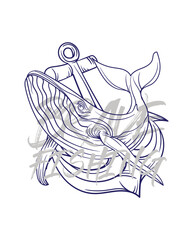 handrawn fishing logo illustration, grunge with text brave and fishing