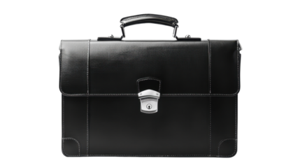 Beautiful new black business briefcase on transparent background