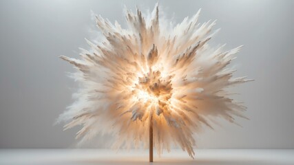 white powder center radial explosion isolated in white background