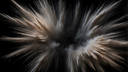 Obraz premium grey powder center radial explosion isolated in black background
