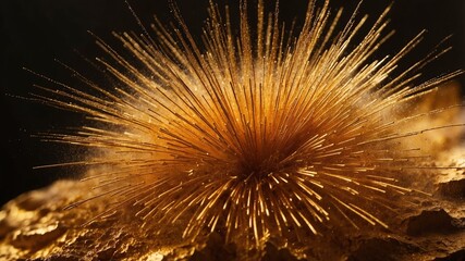 Naklejka premium gold powder center radial explosion isolated in gold b background