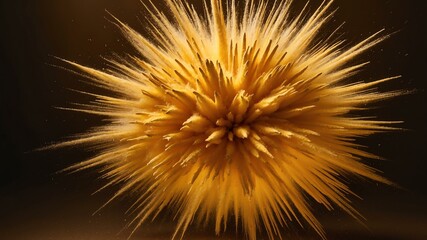 Fototapeta premium yellow powder center radial explosion isolated in gold background