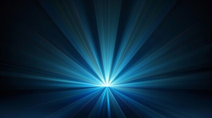 Fototapeta premium Digital graphic of blue light rays emanating from the center on a dark background