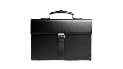 Beautiful new black business briefcase on transparent background