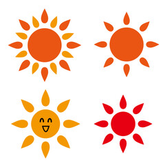 いろいろな太陽のアイコンのイラスト