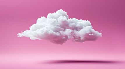 Fototapeta premium Abstract 3D background. Pink product display presentation. Empty space for product with floating white cloud on pink background.