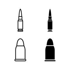 bullet icon set. Weapon ammo sign color editable