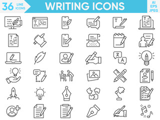 writing related icon such as, question mark, talk, answer, test, learning