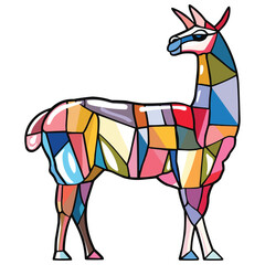 Obraz premium simple illustration of a pastel colored Llama in the style of stained glass