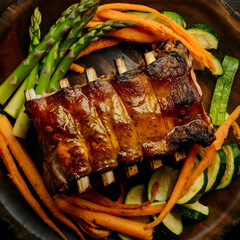 Prime rib roast sliced for celebration dinner
