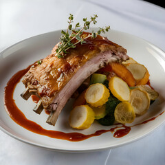 Prime rib roast sliced for celebration dinner