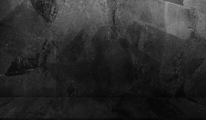 Black display on dark cement wall in retro concept.
