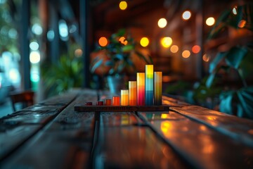 A bar graph showing steady returns over time, symbolizing mutual fund stability close up on graph, ethereal, blend mode, financial backdrop