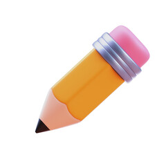 wooden pencil with eraser 3d icon