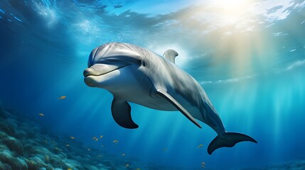 Fototapeta premium dolphin and shark