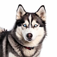 Sakhalin husky dog breed standing against white background, AI Generated